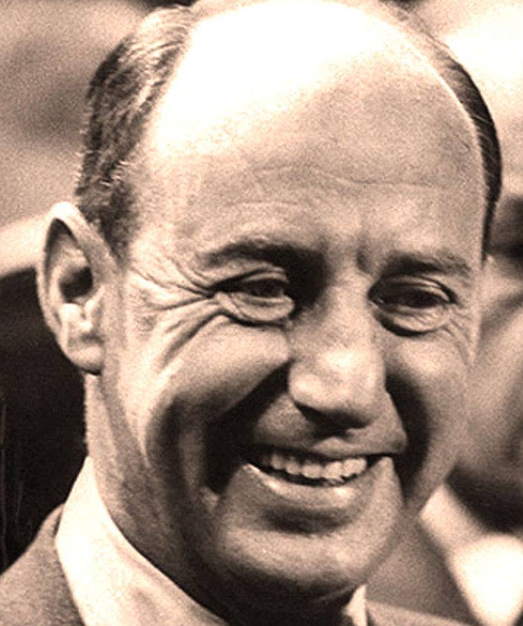 Adlai E. Stevenson, II was a member of the Illinois State Society when he served in Washington, DC as Assistant Secretary of the Navy during World War II, He later was elected Governor of Illinois in 1948 and ran for president twice in 1952 and 1956 against President Dwight D. Eisenhower. President John F. Kennedy appointed Stevenson to be U.S. Ambassador to the United Nations in 1961. His grandfather was Vice President of the United States under President Grover Cleveland and his son Adlai, III was elected U.S. Senator from Illinois in 1970 and he too was a member of the Illinois State Society.